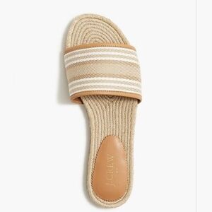 J.Crew Factory SZ 9 Canvas Striped Slides Flat Sandals Coastal Vacation Beach